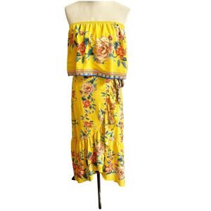 Jealous Tomato Yellow Floral crop and maxi skirt 2 piece outfit set